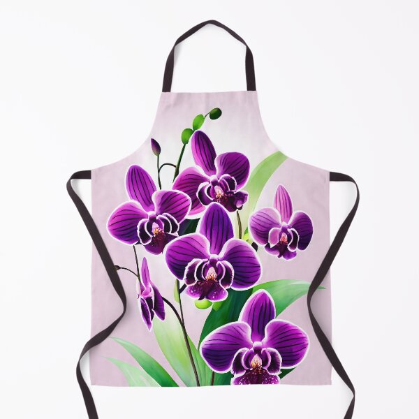Item preview, Intensely Colored Purple and White Orchids with Long Green Leaves on a Lilac Background designed and sold by CGSGraphics.