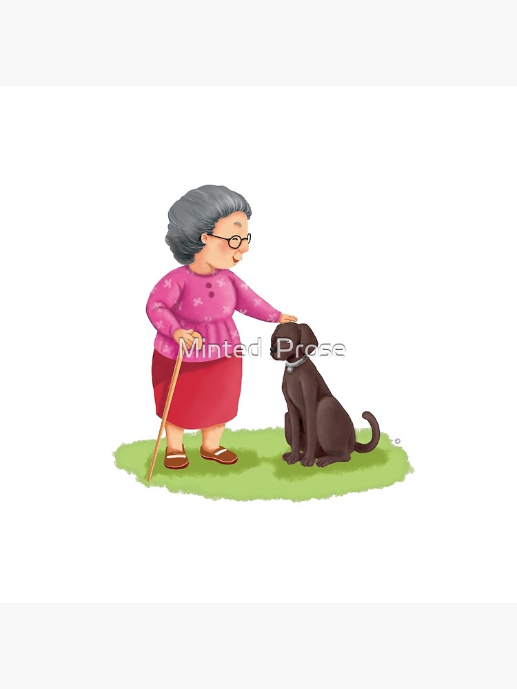 Artwork view, Grandma and Her Chocolate Labrador designed and sold by Minted  Prose