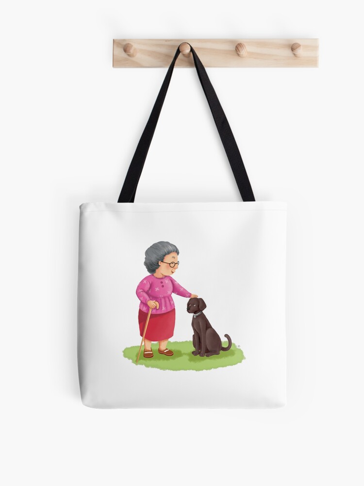 Thumbnail 1 of 2, Tote Bag, Grandma and Her Chocolate Labrador designed and sold by Minted  Prose.