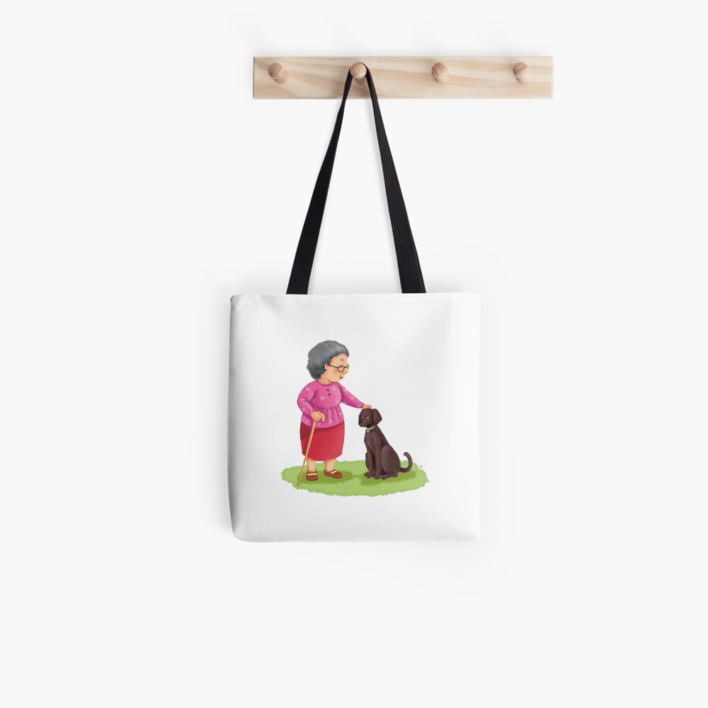 Grandma and Her Chocolate Labrador Tote Bag