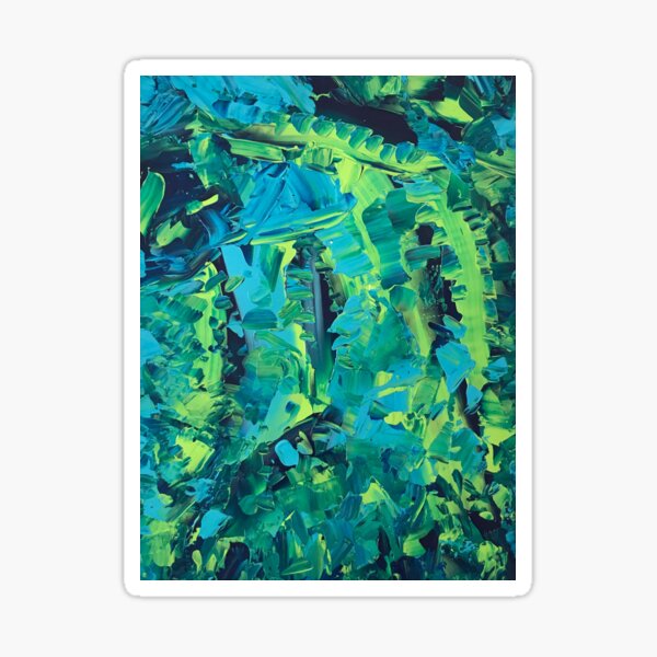 green blue modern acrylic minimalist abstract crocodile painting Sticker