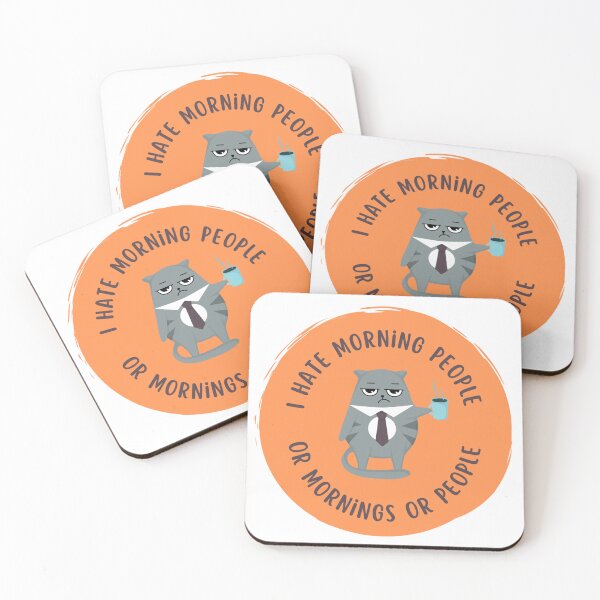 Aperçu de l'œuvre Je déteste les gens du matin ou du matin ou les gens du café chat en colère créée et vendue par noha alzohbi.