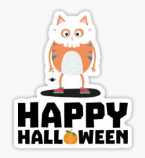 Happy Halloween Skull Cat Rfga0 Sticker