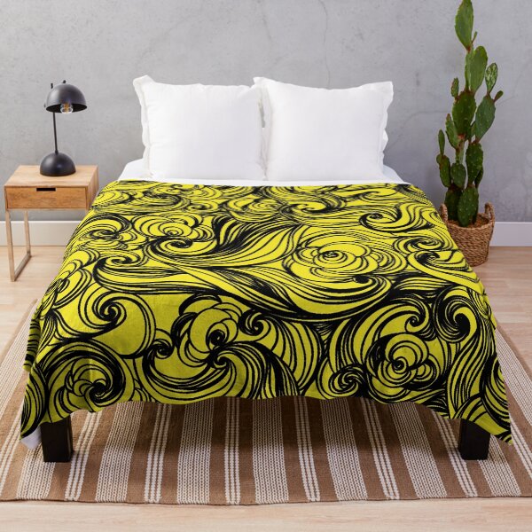 Item preview, Yellow Black Seamless Wind Wave Pattern Design designed and sold by Summer-Winter.