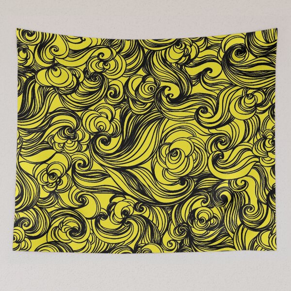 Item preview, Yellow Black Seamless Wind Wave Pattern Design designed and sold by Summer-Winter.