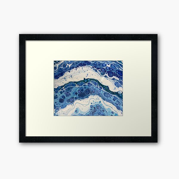 Waves Crashing Acrylic Pour Framed Art Print