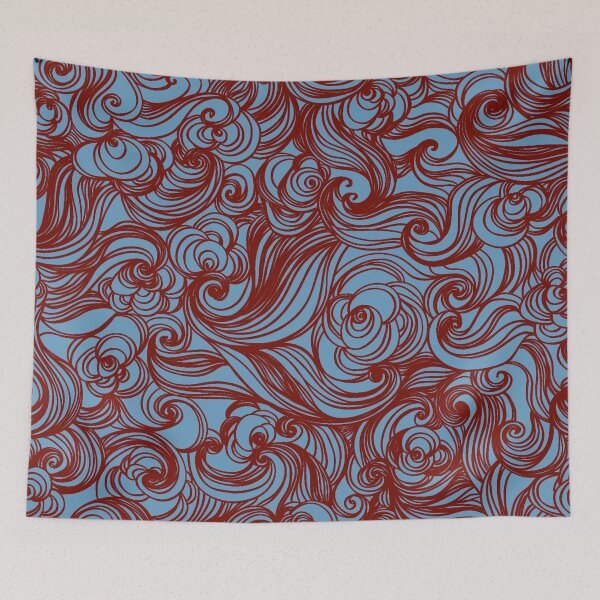 Item preview, Burgundy Blue Seamless Wind Wave Pattern Design designed and sold by Summer-Winter.