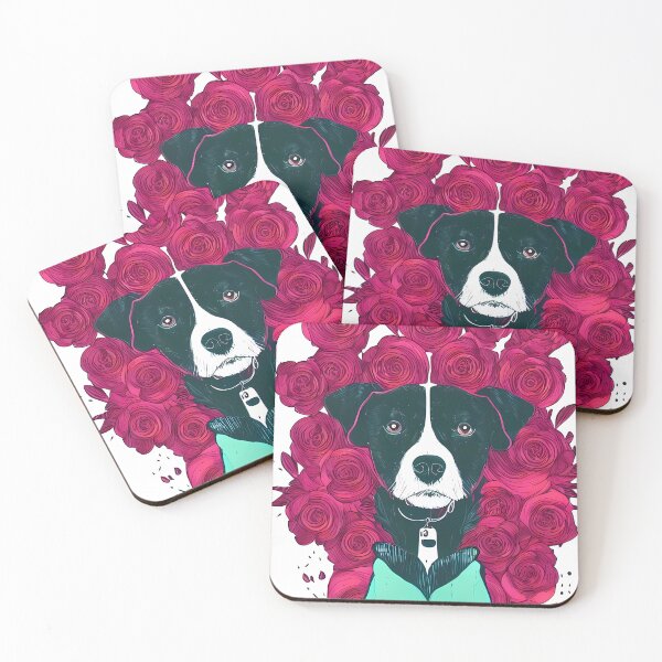 Item preview, black dog in red flowers designed and sold by Smartchitect.