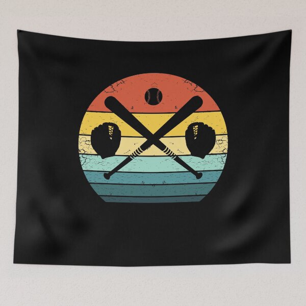 Item preview, 70s Baseball Players Equipment on a Retro Sunset designed and sold by KleverOlivier.