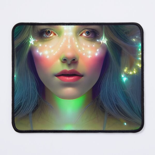Item preview, Glowing Green Stars - Goddess of Light Digital Fantasy Artwork designed and sold by stine1.