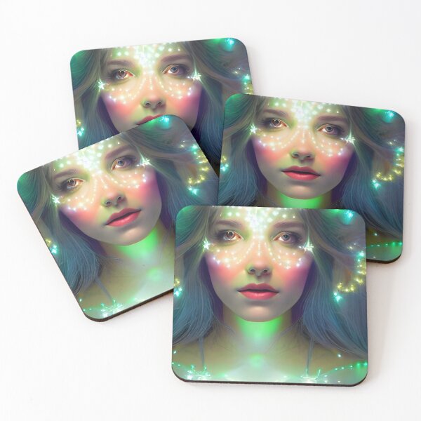 Item preview, Glowing Green Stars - Goddess of Light Digital Fantasy Artwork designed and sold by stine1.