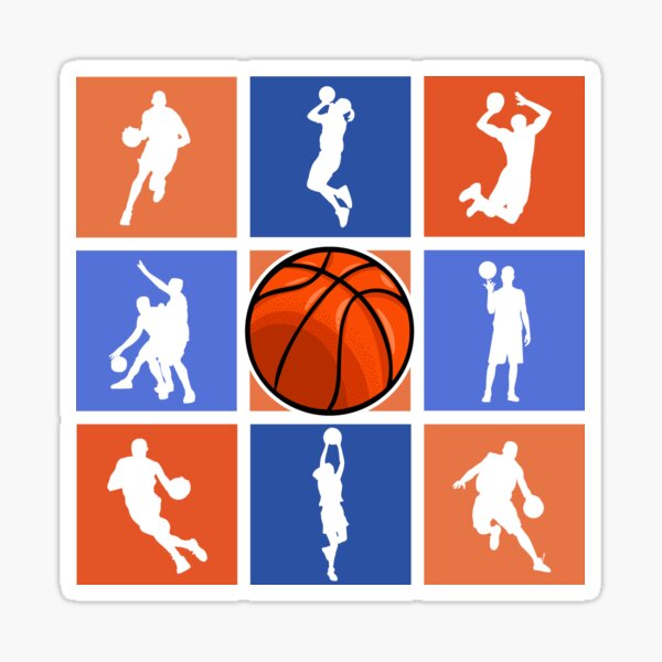 "Basketball Shapes in a Pop Art Style Sports Player" Sticker for Sale