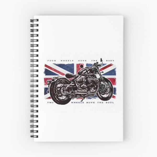 Item preview, Four Wheels Move the Body, Two Wheels Move the Soul, Sports Stickers Mechanic Tee, Adventure Rider Custom Motorcycle Poster, UK flag, Great Britain designed and sold by SW Longwave.