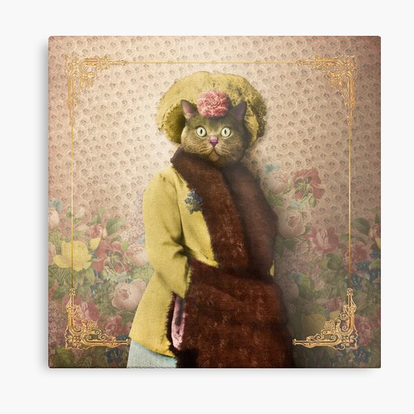 Lady Vanderkat with Roses Metal Print