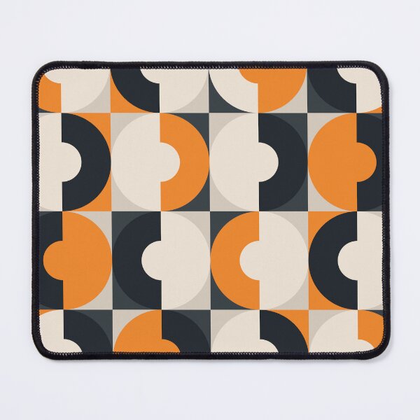 Item preview, Retro Square and Circle Tile Orange Black and White designed and sold by Blue-Banana.