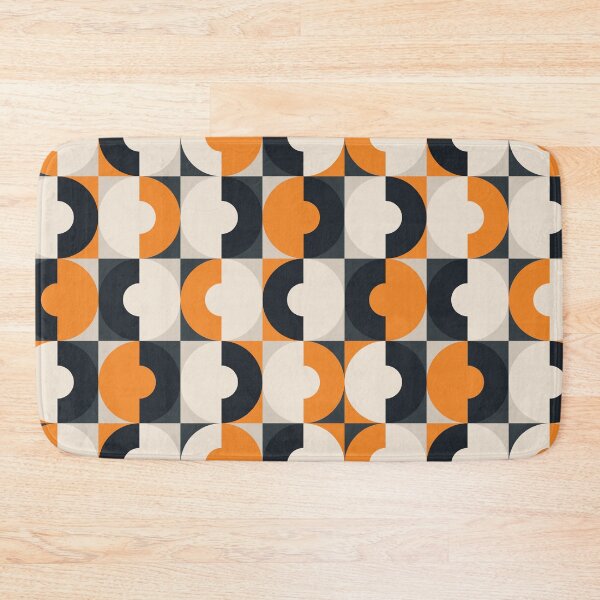 Item preview, Retro Square and Circle Tile Orange Black and White designed and sold by Blue-Banana.