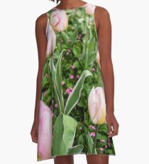 Pink Tulips A-Line Dress