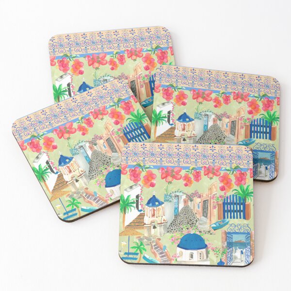 Item preview, Santorini in decorative borders designed and sold by spiffythings.