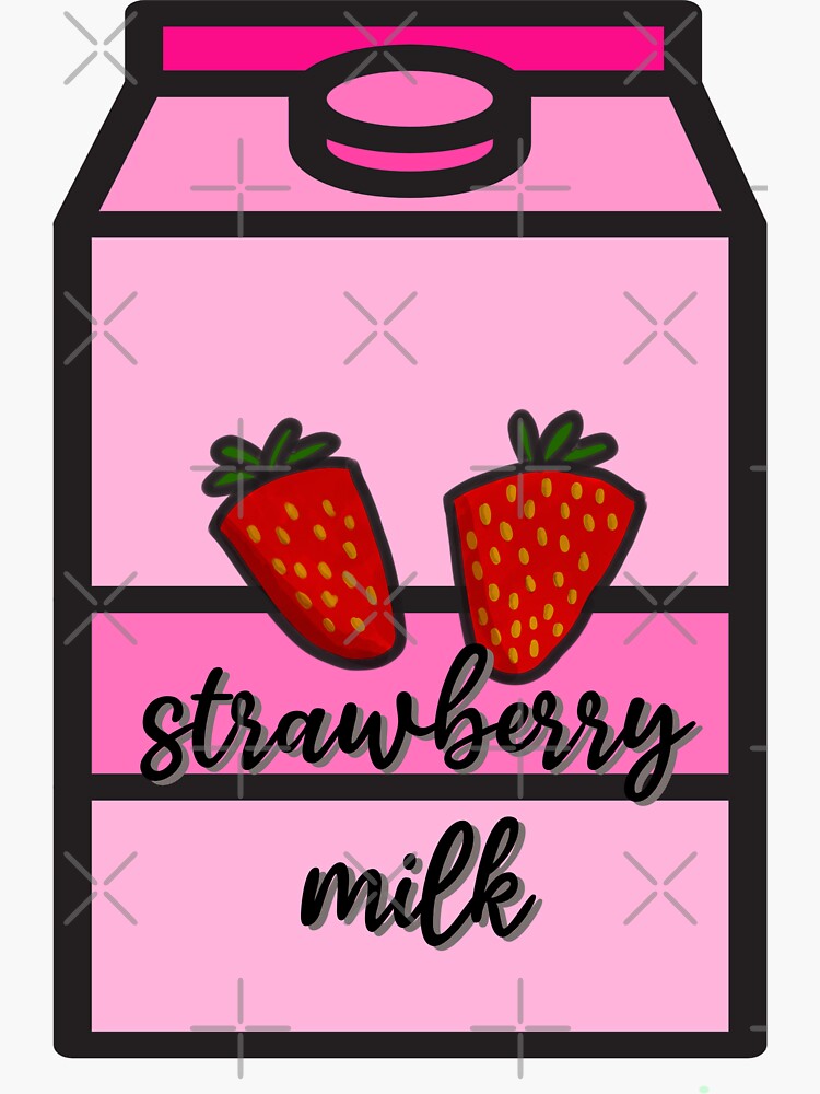 Pink Strawberry Milk Carton Sticker For Sale By Sof Designs Redbubble