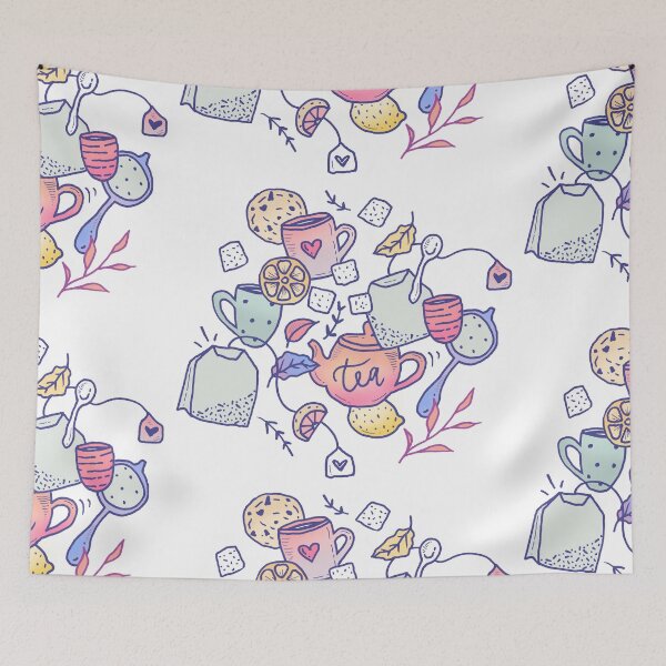 Item preview, Tea and Cookies Doodle Art designed and sold by Miruna Illustration.