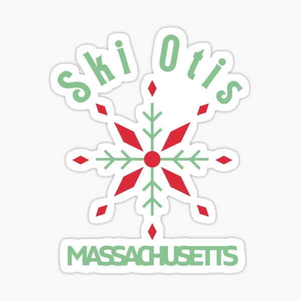 "Otis Massachusetts Christmas Ski Green Text" Sticker for Sale by