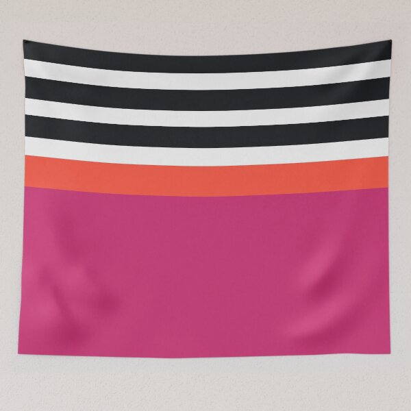 Item preview, Iconic Scandinavian Striped Pattern in Hot Pink, Orange, Black and White designed and sold by Deutschic.