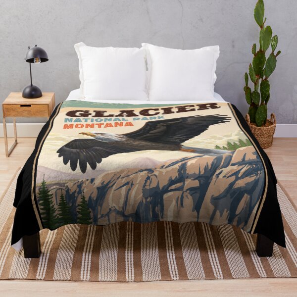 Artikelvorschau, Glacier Nationalpark-mutiger Adler-Weinlese-Blick entworfen und verkauft von MarkusShirts.