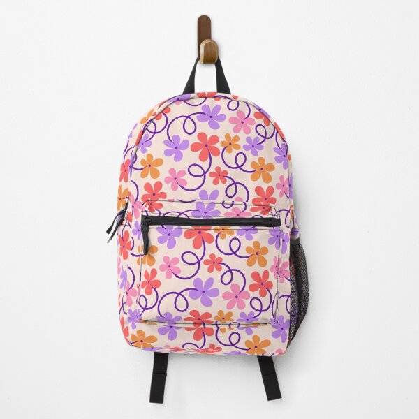 Fun Loopy Floral Pattern Backpack