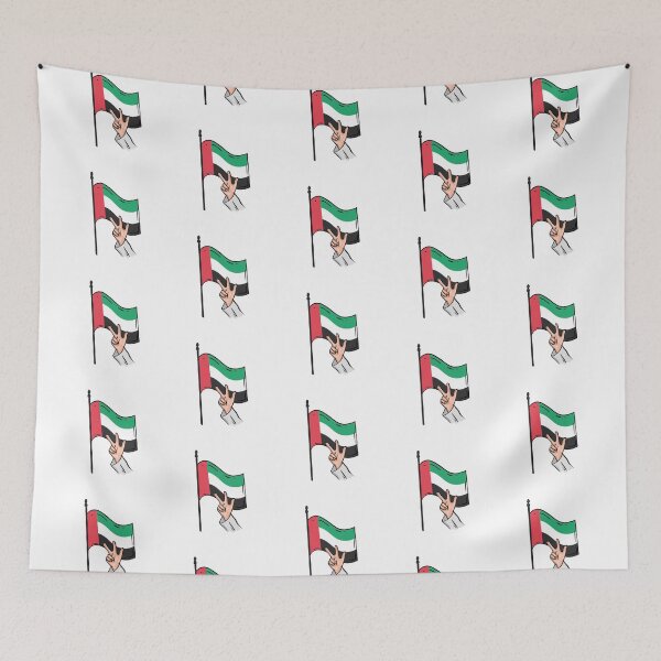 Item preview, Emirati doing the 3 fingers sign and UAE Flag celebrating UAE National Day 2024 designed and sold by halhashmi.