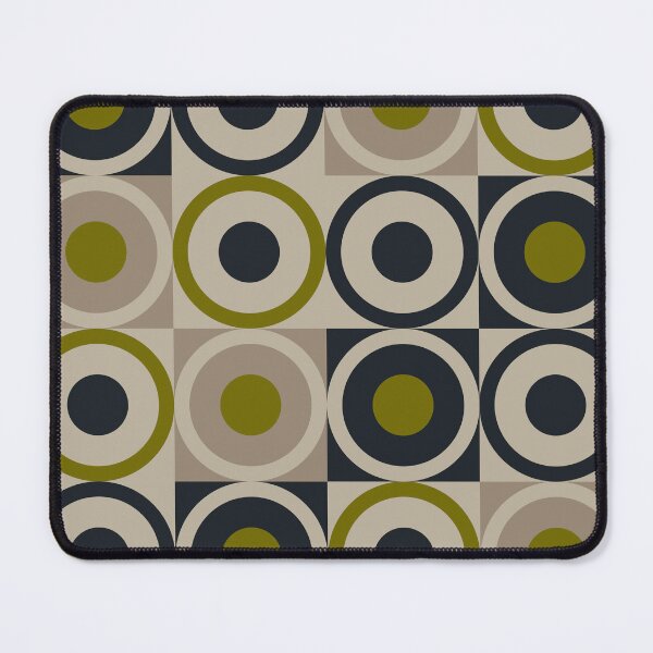 Item preview, Retro Square and Circle Tile Olive Black and Cream designed and sold by Blue-Banana.