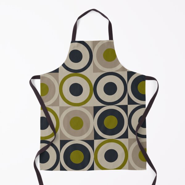 Item preview, Retro Square and Circle Tile Olive Black and Cream designed and sold by Blue-Banana.