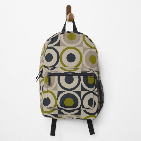 Item preview, Retro Square and Circle Tile Olive Black and Cream designed and sold by Blue-Banana.
