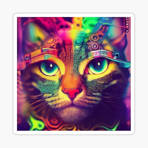 Psychedelic cat Sticker
