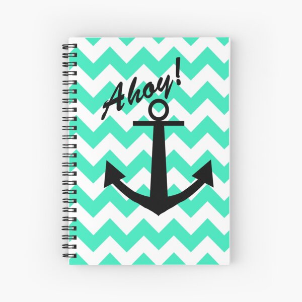 Ahoy! Anchor with Chevron Teal Spiral Notebook