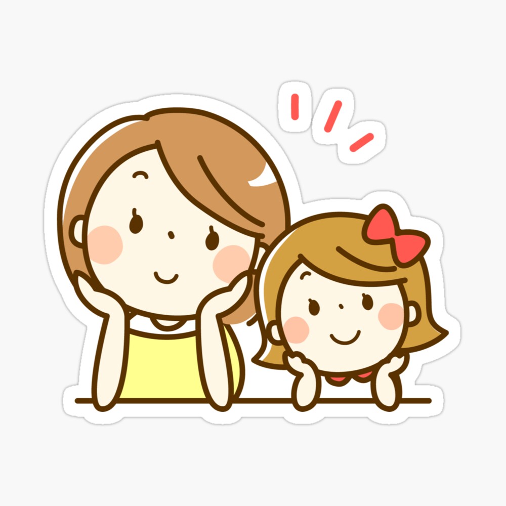 Cute cartoon mother and daughter | Art Board Print