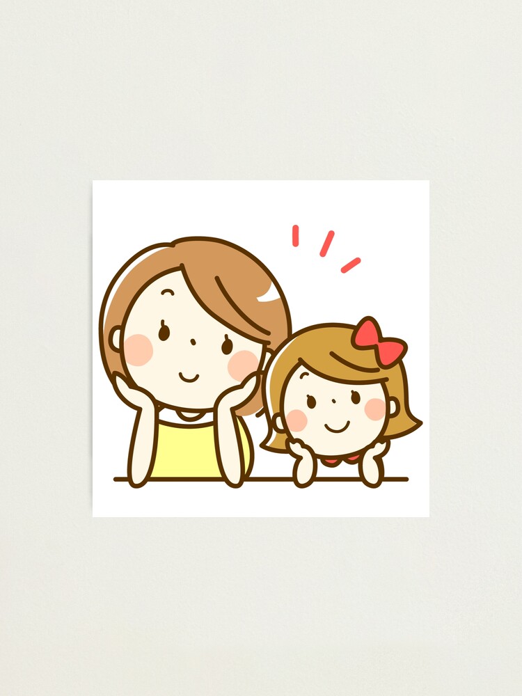 Lámina fotográfica «Madre e hija de dibujos animados lindo» de RaionKeiji |  Redbubble