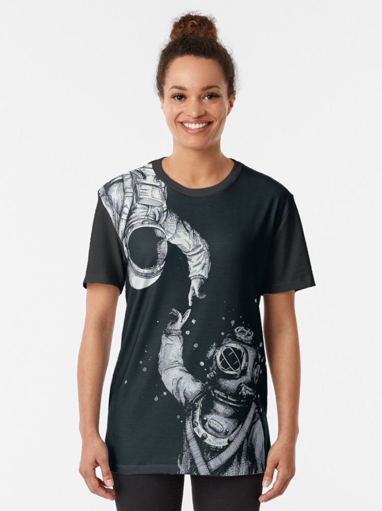 Alternate view of Astronaut and Diver - Last Frontiers Graphic T-Shirt