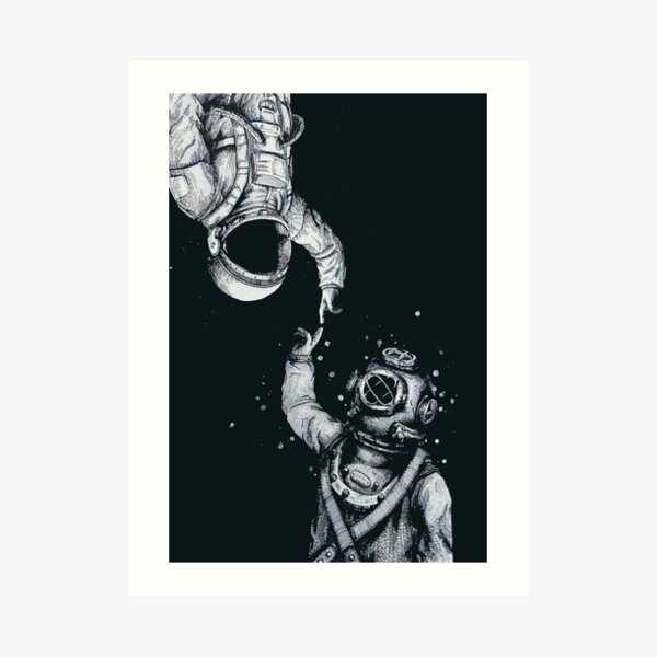 Astronaut and Diver - Last Frontiers Art Print
