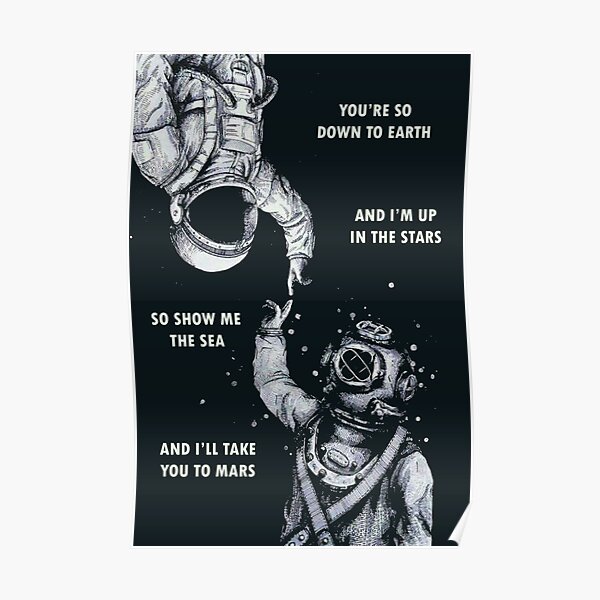 Astronaut and Diver - I'm Up in The Stars Poster