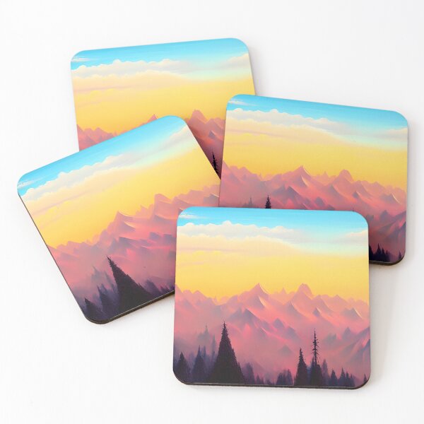 Item preview, glamorous mountain view with minimal retro style painting, nature painting #3 designed and sold by supeart.
