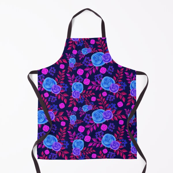 Aperçu de l'œuvre Fleurs exotiques au néon dans le motif de nuit Luxe Boho Floral Magenta Rouge Bleu créée et vendue par YounitedArt.