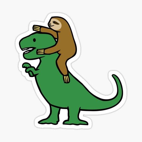 Vista previa del artículo con la obra «Perezoso montando T-Rex», diseñado y vendido por jezkemp.