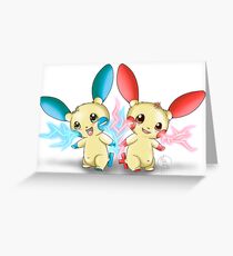 Plusle and Minun Attack Together! Greeting Card