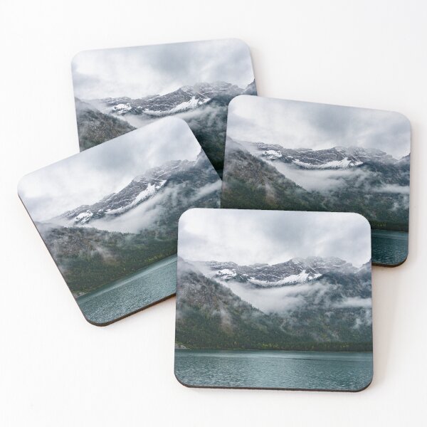 Item preview, Snowy mountains in the fog at Plansee lake designed and sold by MarionsArt.