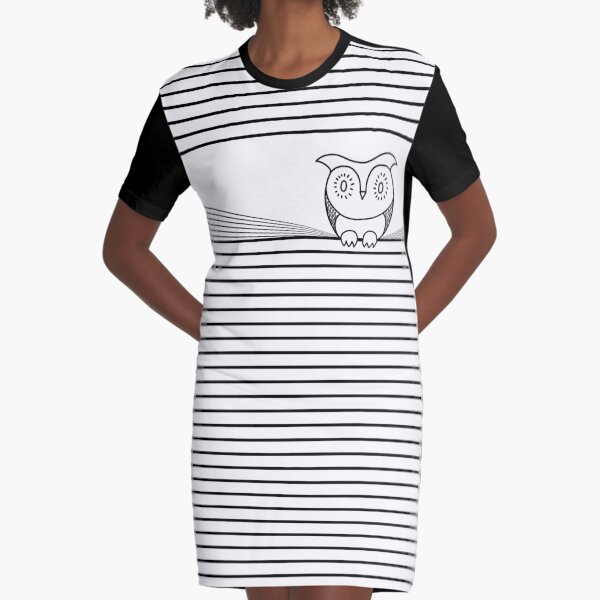 The owl and the stripes Graphic T-Shirt Dress