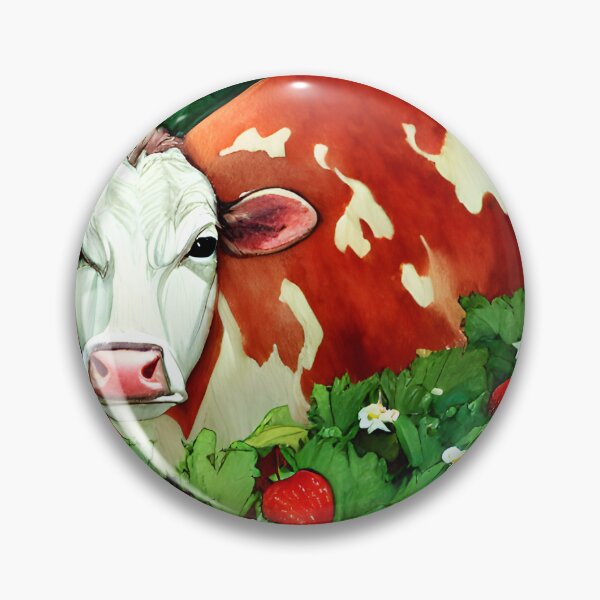 Item preview, Red and White Dairy Cow in a strawberry patch designed and sold by Angelandspot.