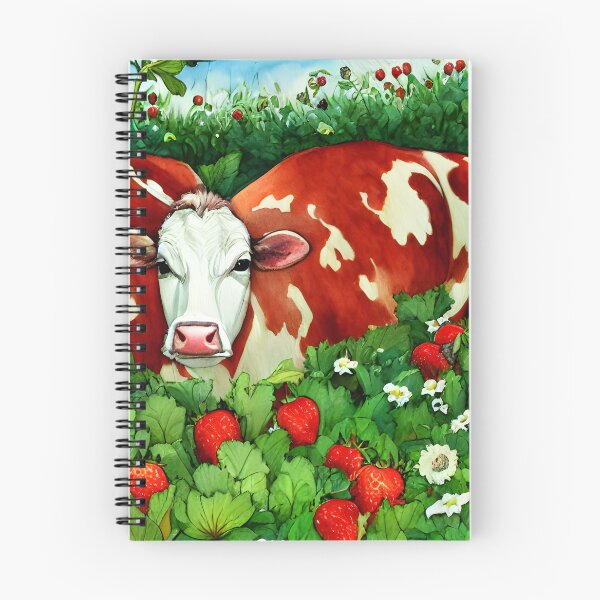 Item preview, Red and White Dairy Cow in a strawberry patch designed and sold by Angelandspot.