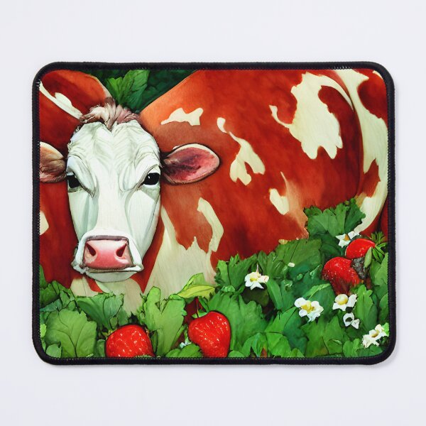 Item preview, Red and White Dairy Cow in a strawberry patch designed and sold by Angelandspot.