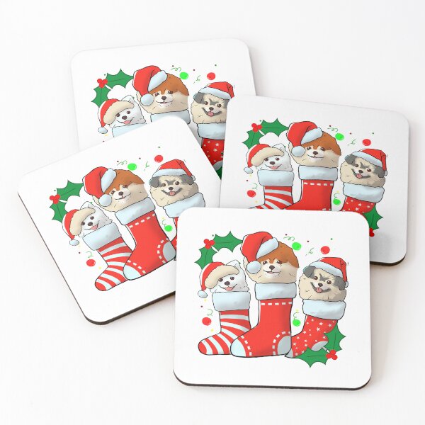 Item preview, Christmas Pomeranians  in Christmas Socks designed and sold by ANU911.