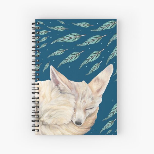 Fennec Fox Feather Dreams in Turquoise Spiral Notebook